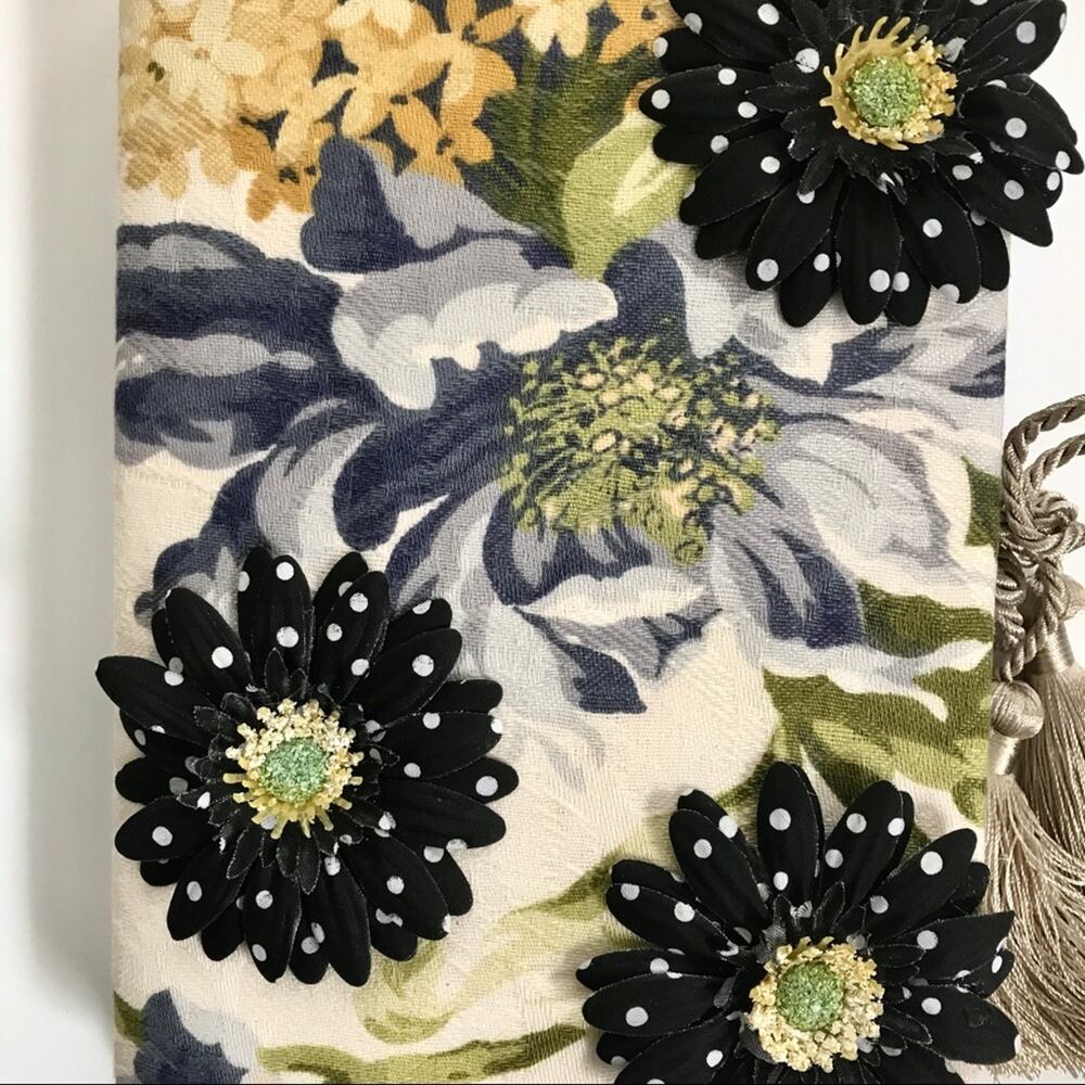 Hand Made Floral Journal Applique Fabric NWOT Daisy Blue Floral Hand Made